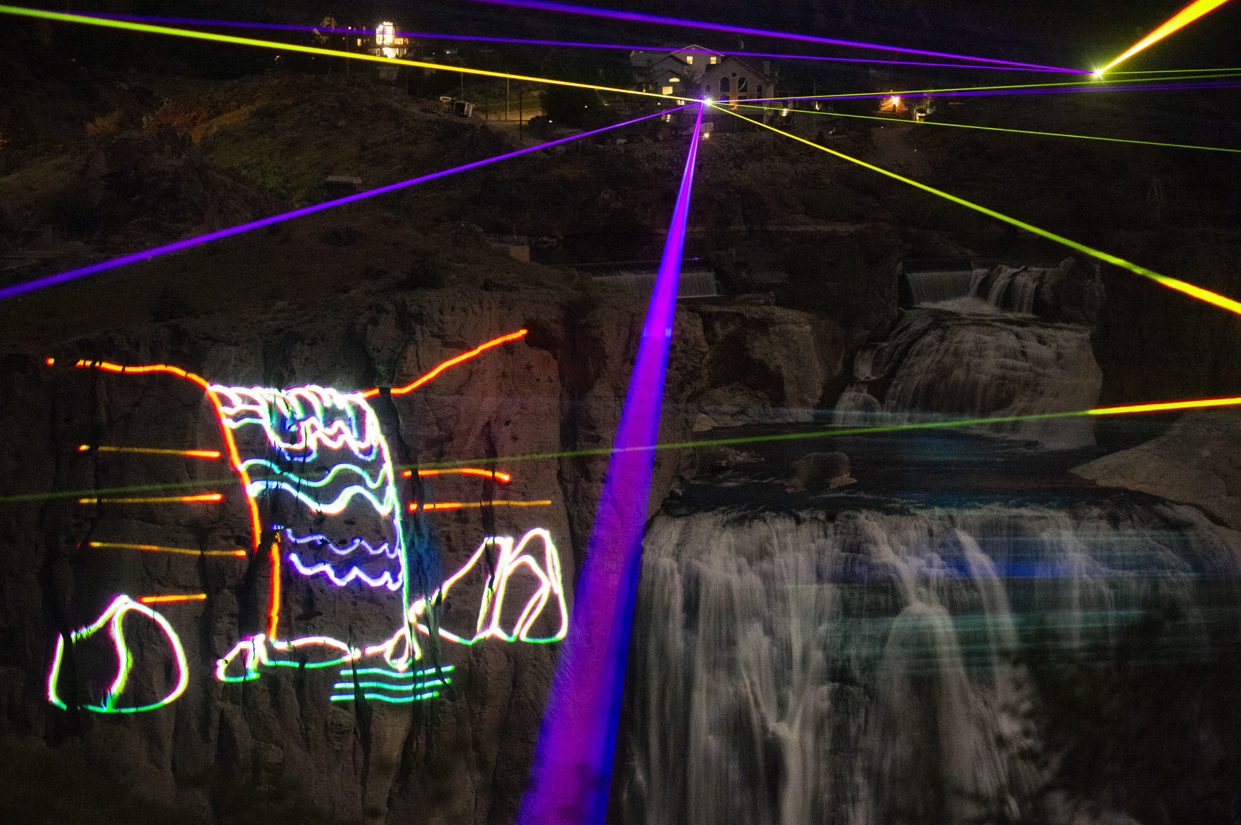 Lights and Lasers Show at Shoshone Falls